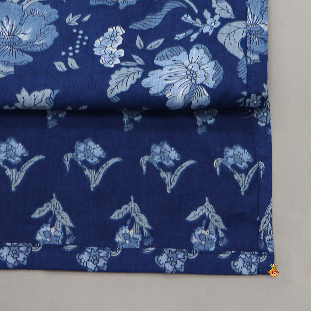 Blue Printed Asymmetric Kurta And Pyjama