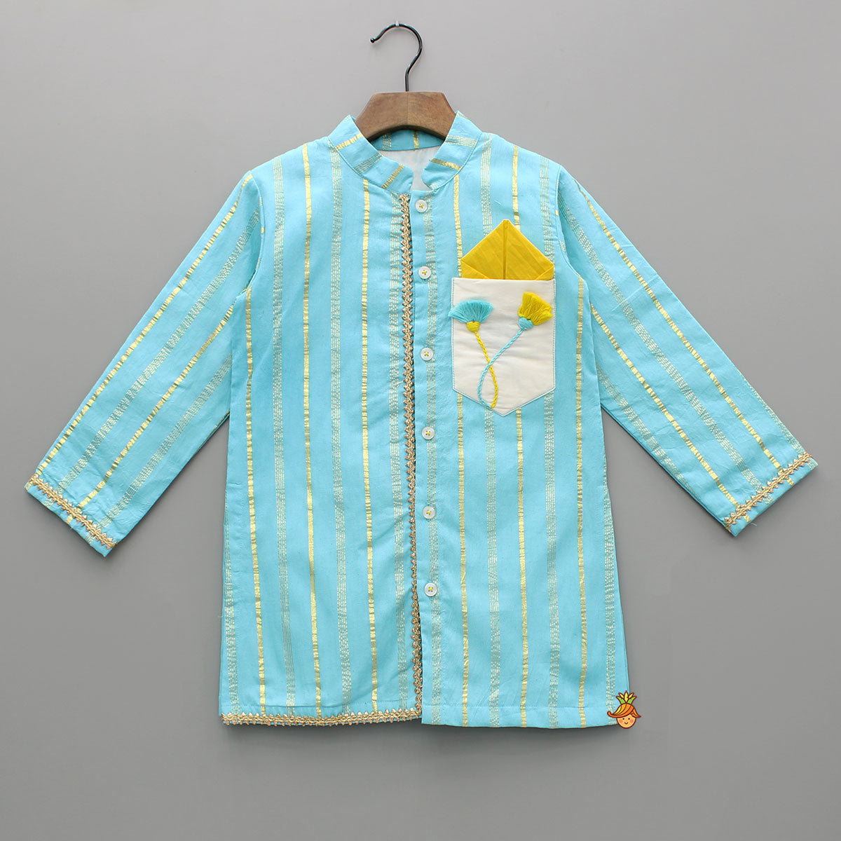 Blue Embellished Kurta And Pyjama