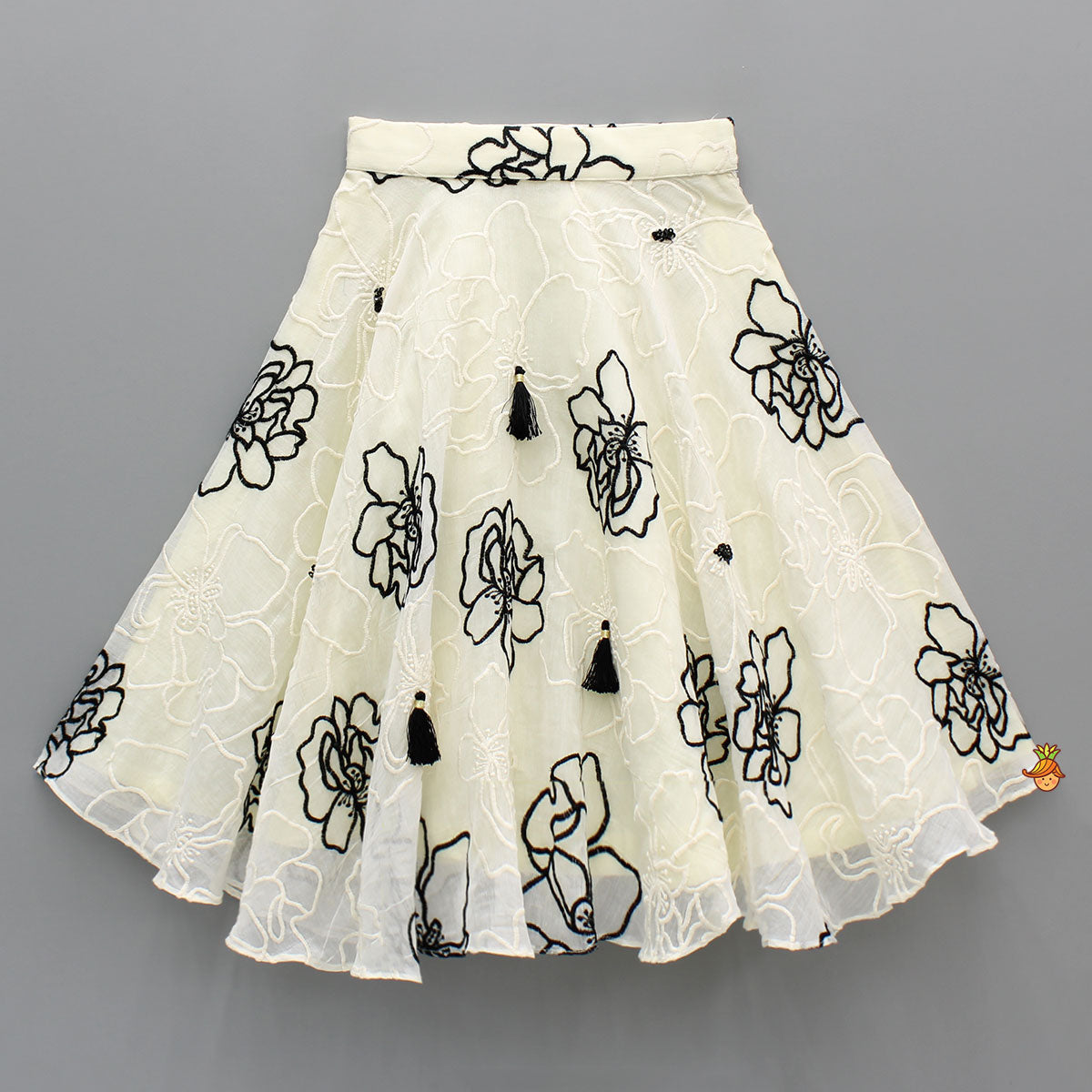 Cream One Shoulder Top And Umbrella Style Flared Lehenga