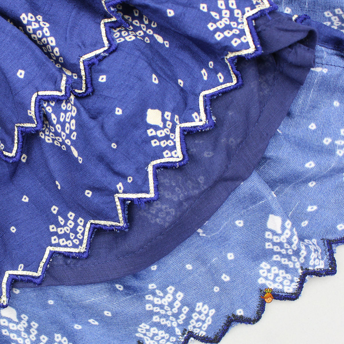 Blue Printed Embroidered Layered Top And Flared Palazzo