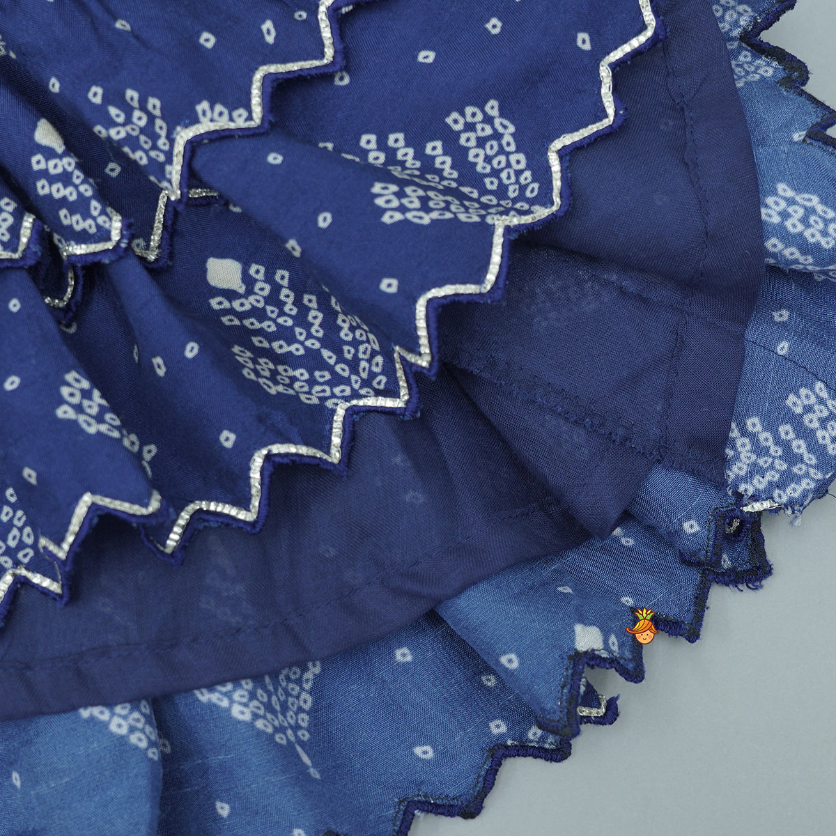 Blue Printed Embroidered Layered Top And Flared Palazzo