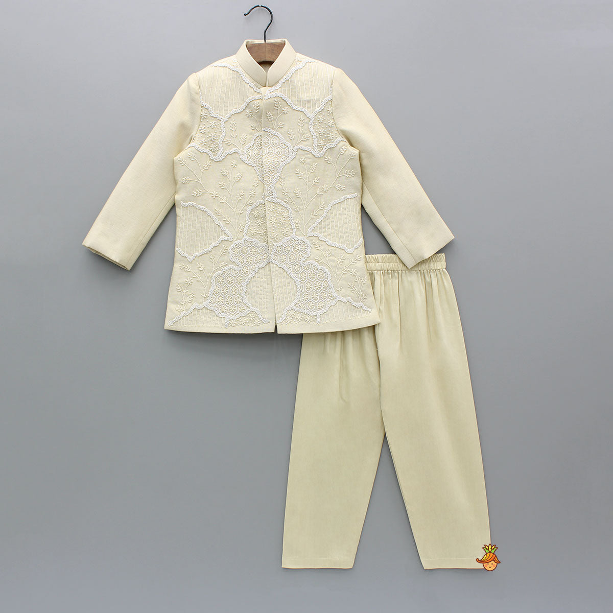 Beige Embroidered Sherwani and Pyjama