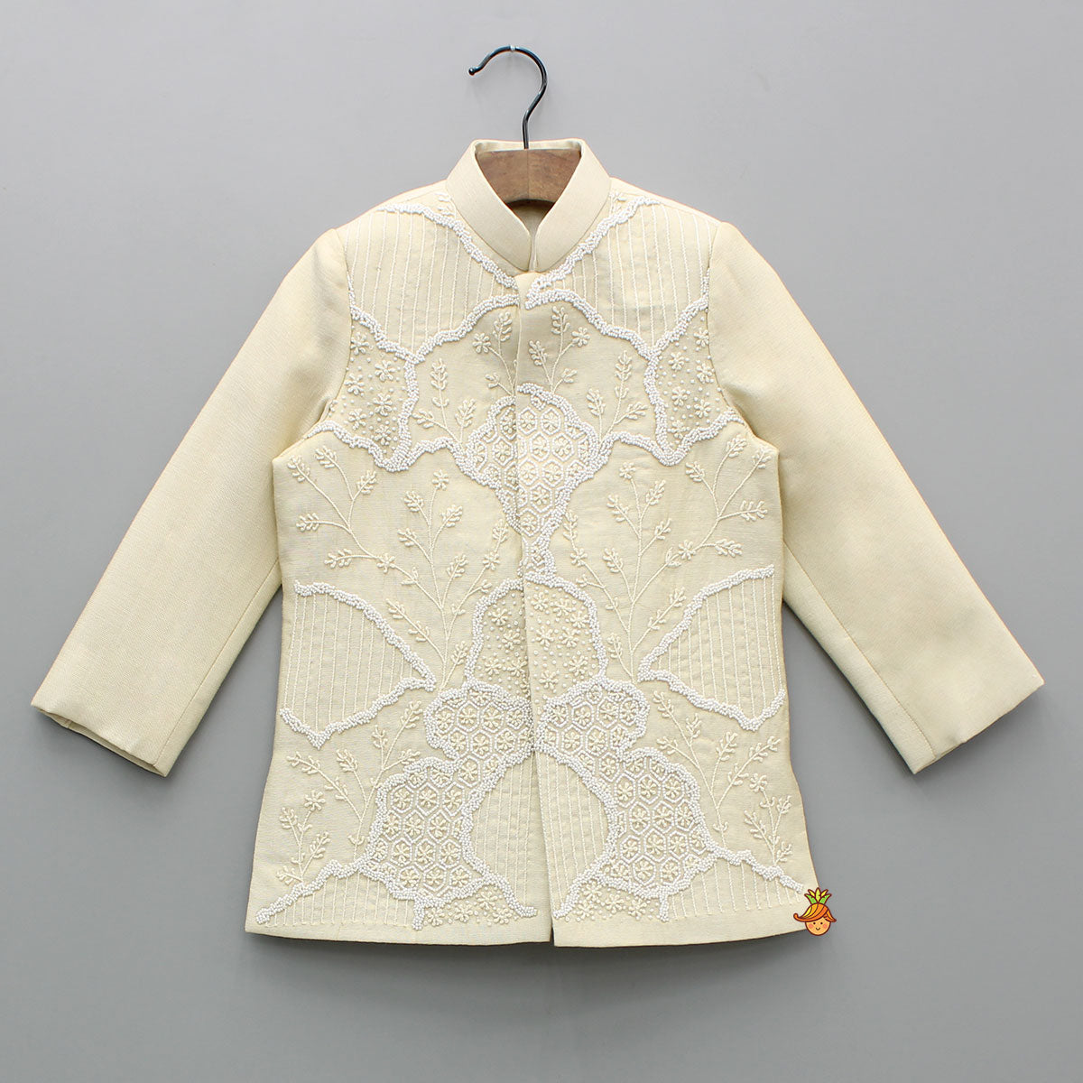 Beige Embroidered Sherwani and Pyjama