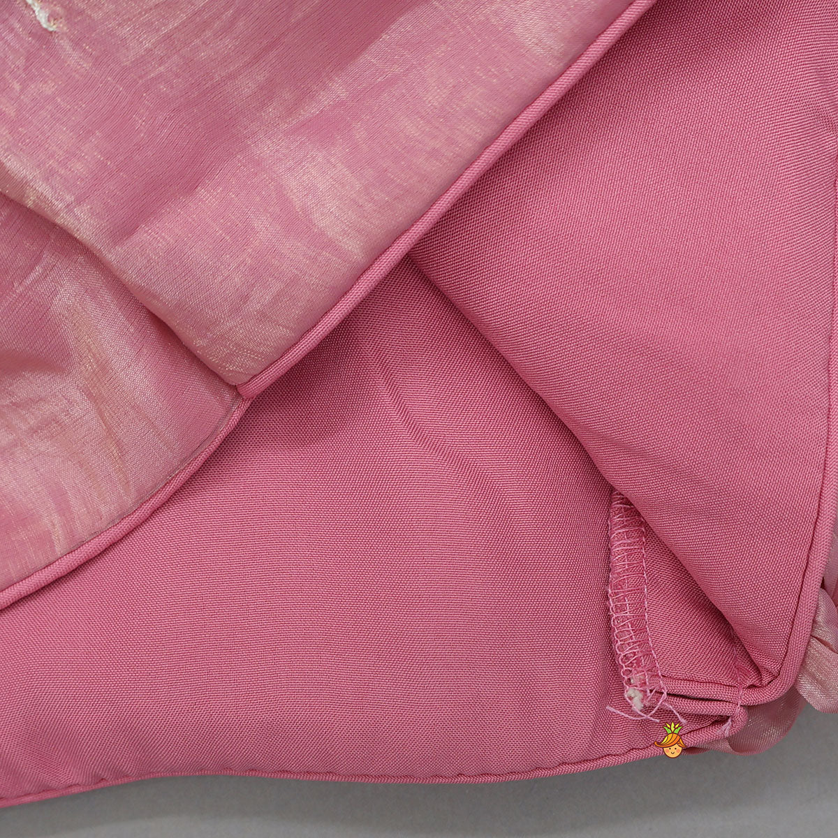 Pink One-Shoulder Pleated Drape Top With Floral Embroidered Lehenga And Net Dupatta