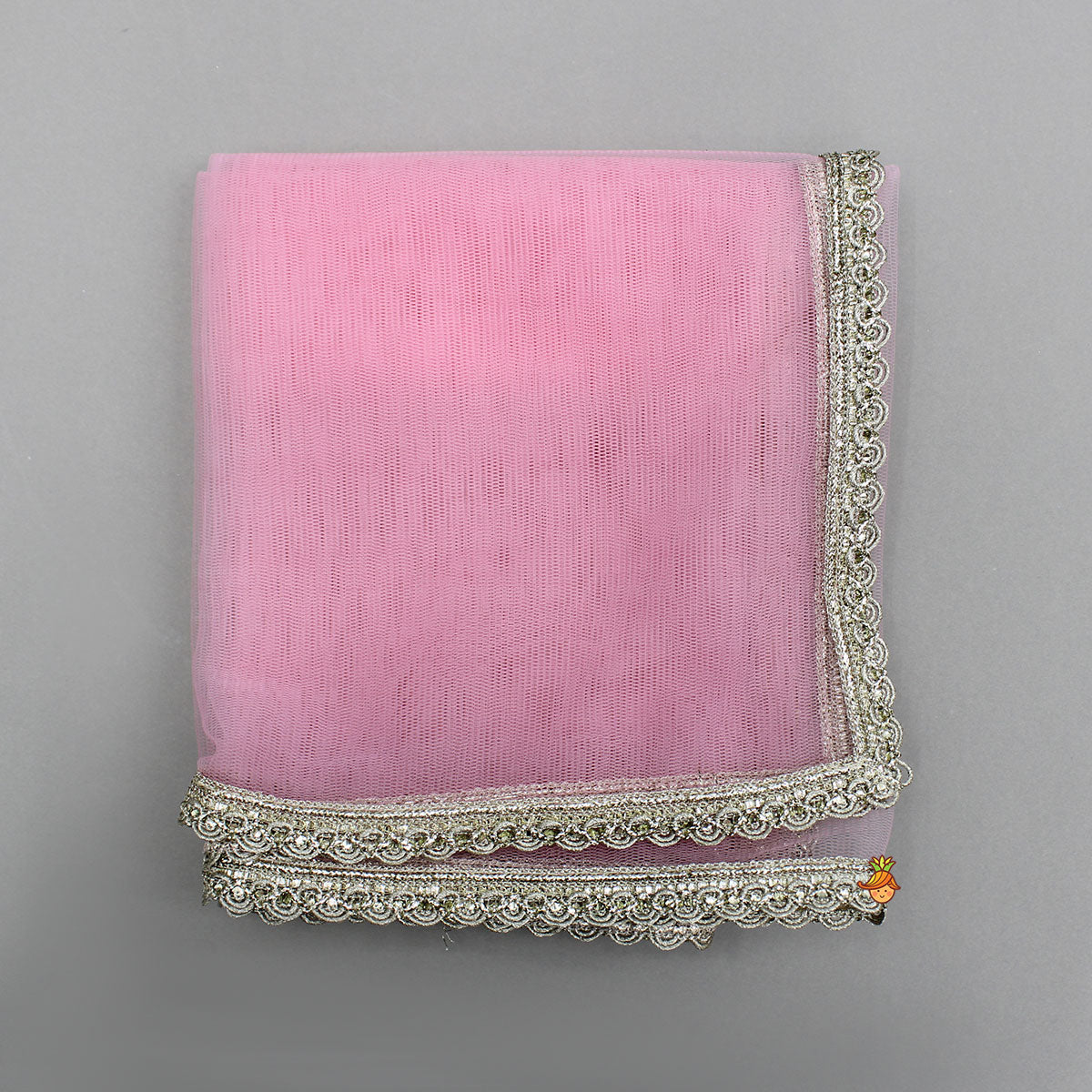 Pink One-Shoulder Pleated Drape Top With Floral Embroidered Lehenga And Net Dupatta