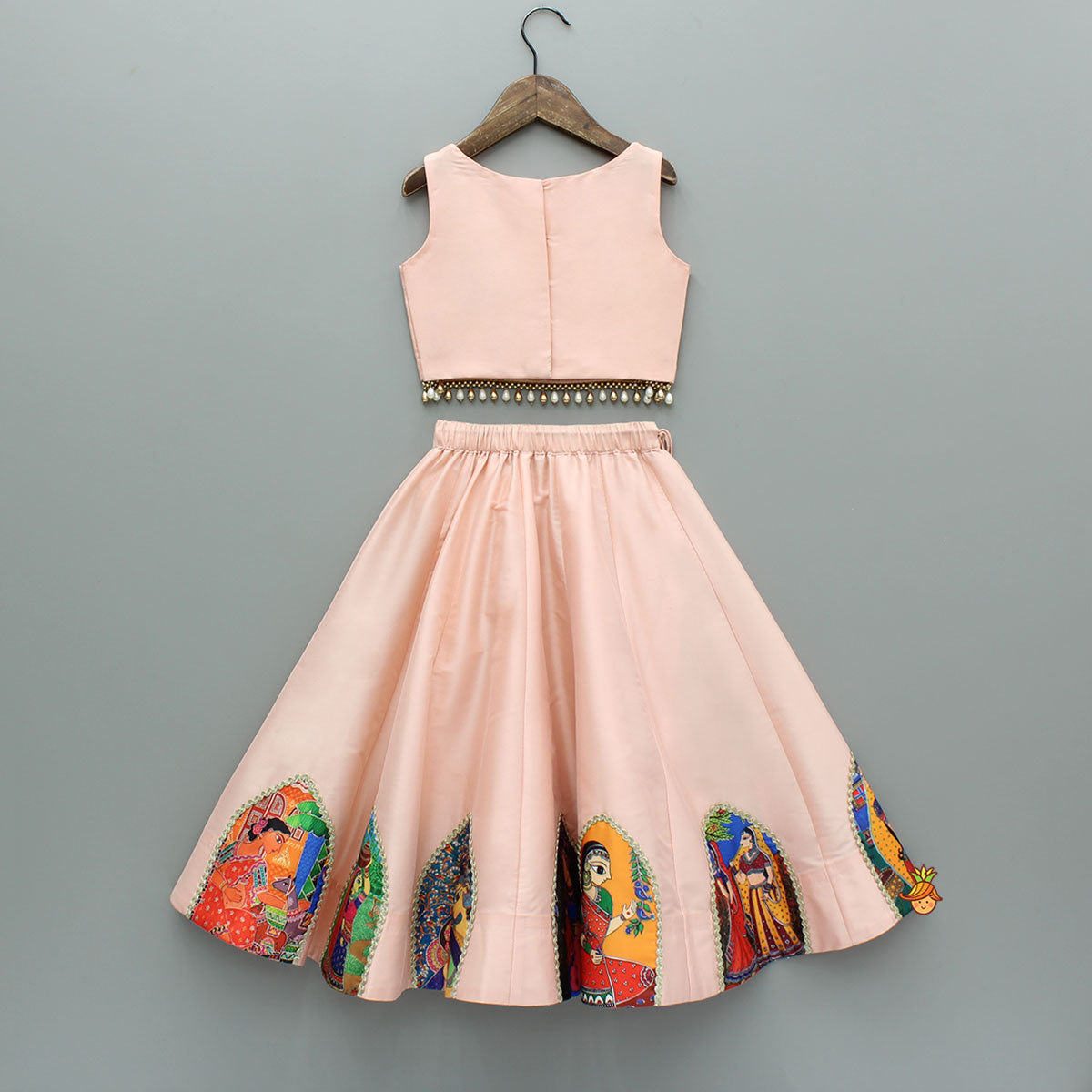 Peach Embroidered Top And Lehenga