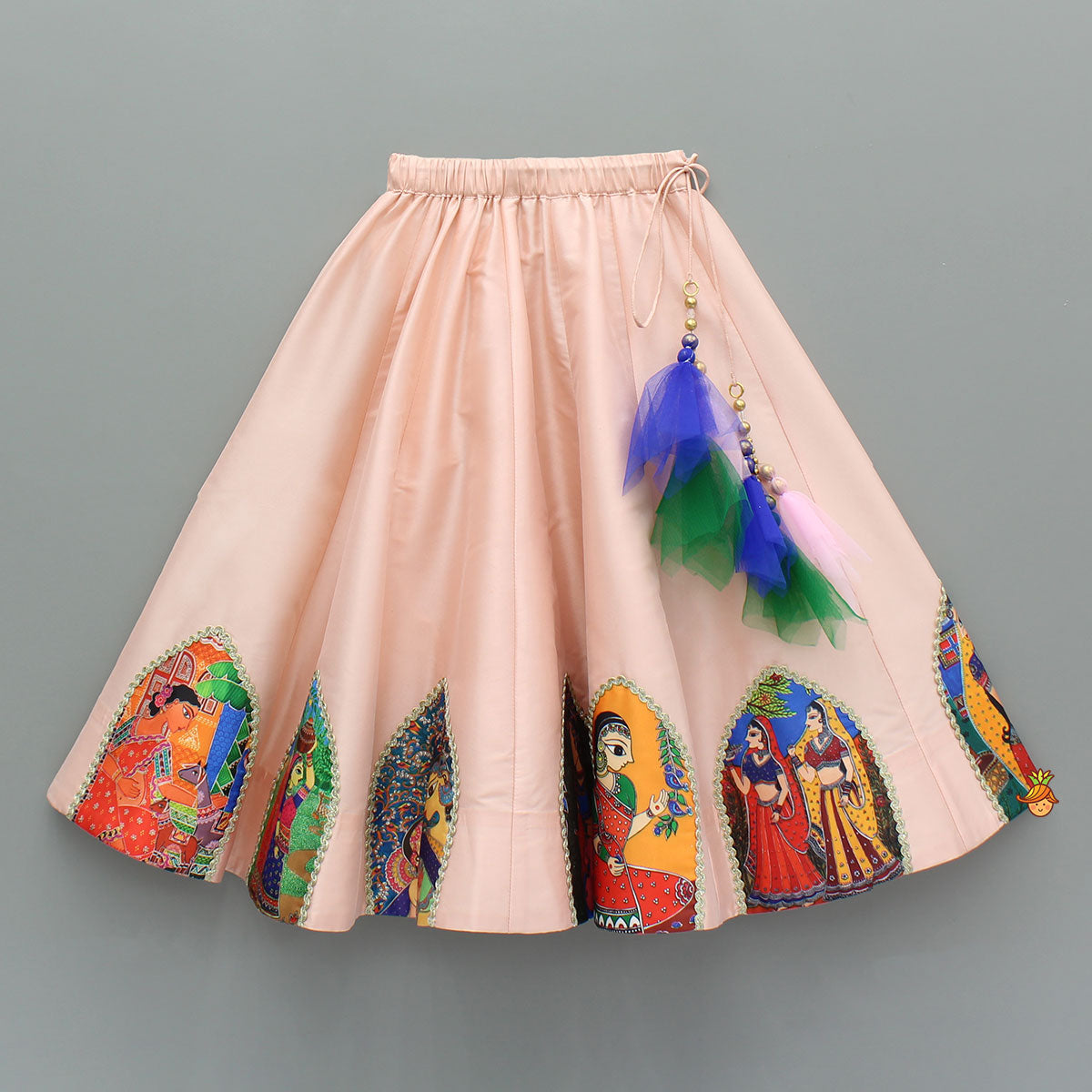 Peach Embroidered Top And Lehenga