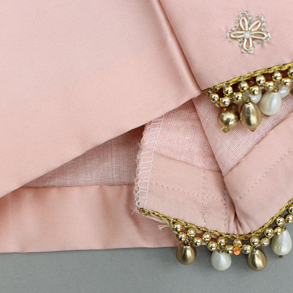 Peach Embroidered Top And Lehenga