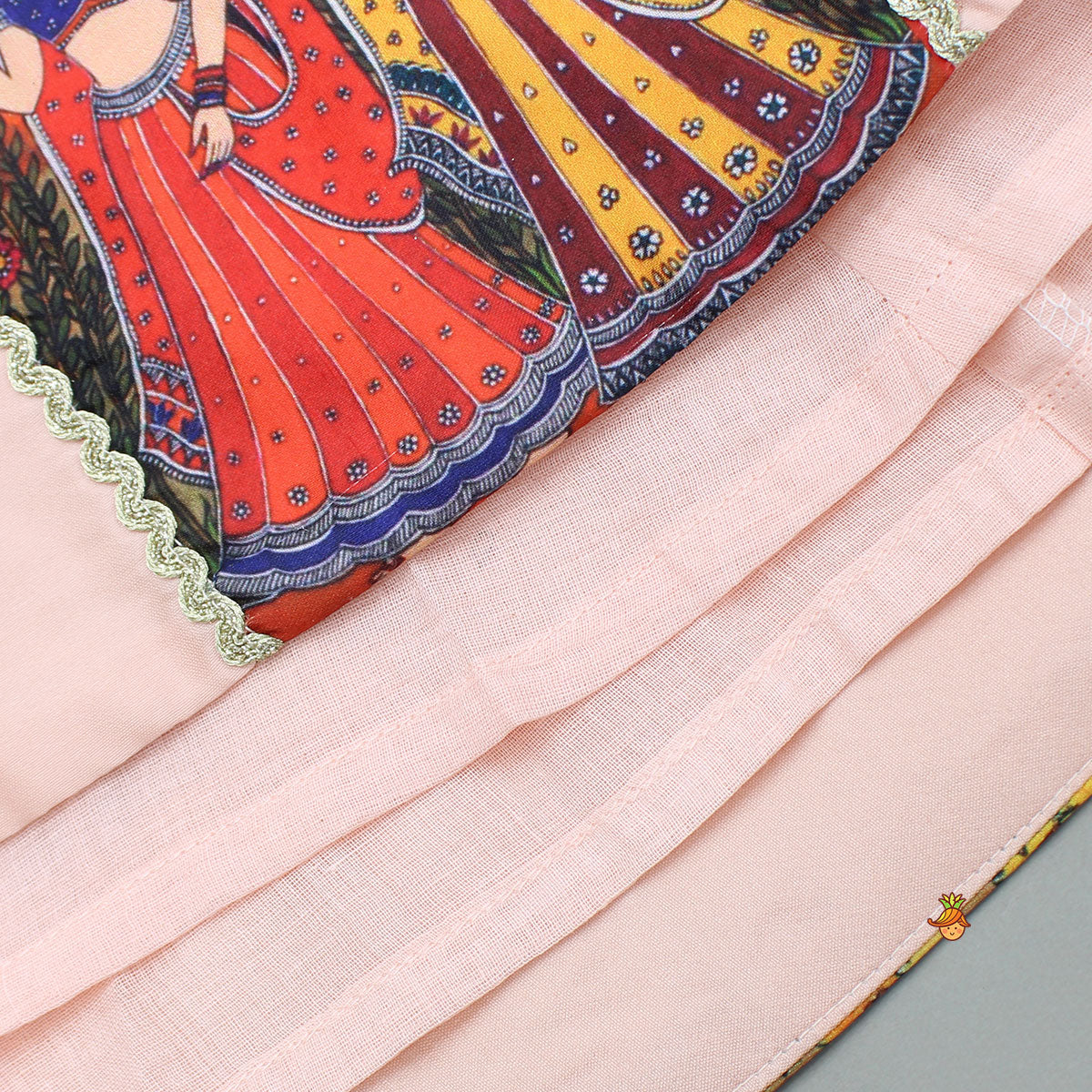 Peach Embroidered Top And Lehenga