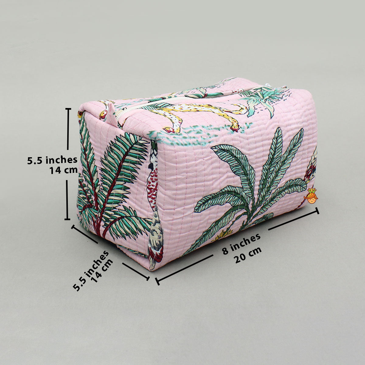 Jungle-Themed Printed Pink Pouch Bags - Set Of 2