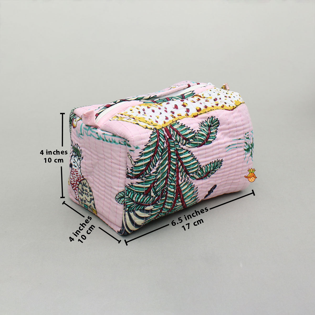 Jungle-Themed Printed Pink Pouch Bags - Set Of 2