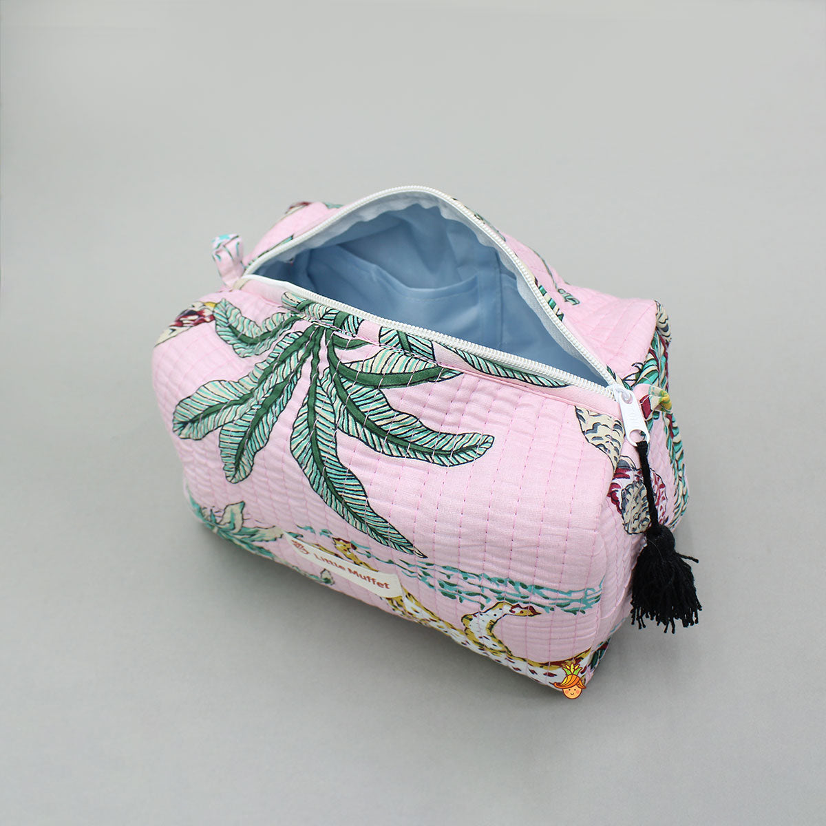 Jungle-Themed Printed Pink Pouch Bags - Set Of 2