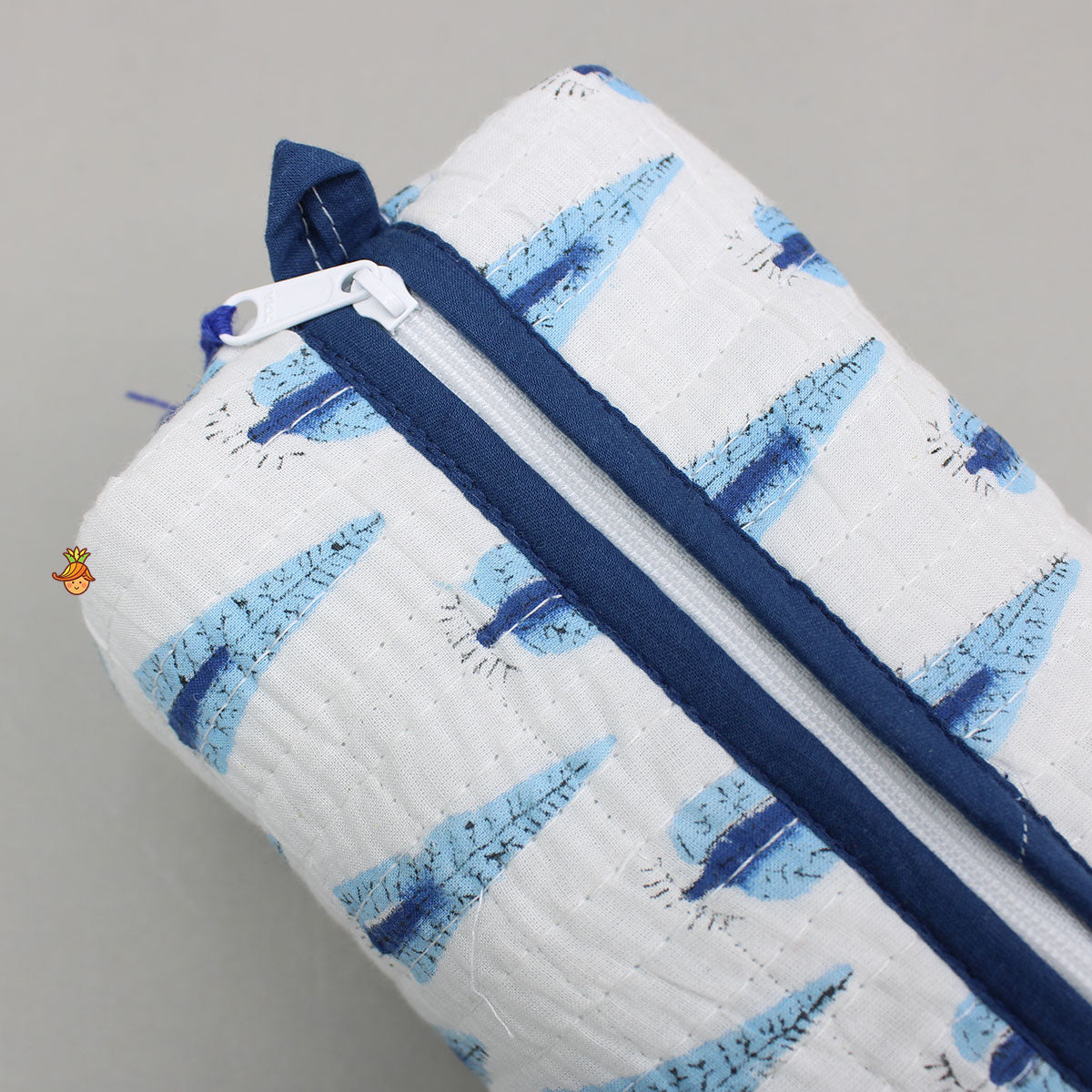 Fringe-Detailed Blue Pouch Bags - Set Of 2