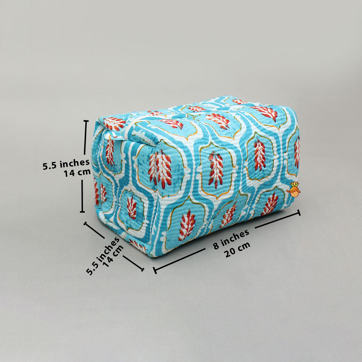 Elegant Blue Block-Printed Pouch Bags - Set Of 2