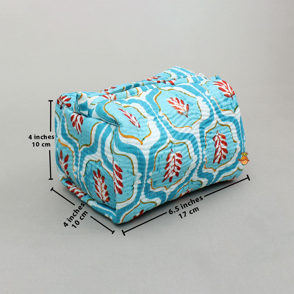 Elegant Blue Block-Printed Pouch Bags - Set Of 2