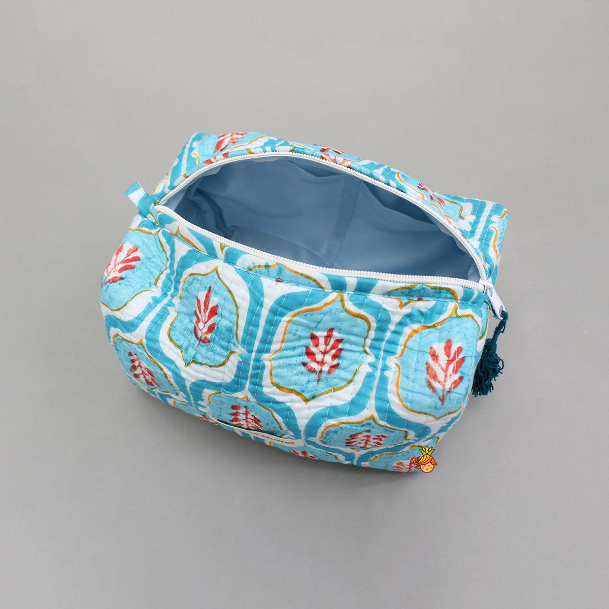 Elegant Blue Block-Printed Pouch Bags - Set Of 2