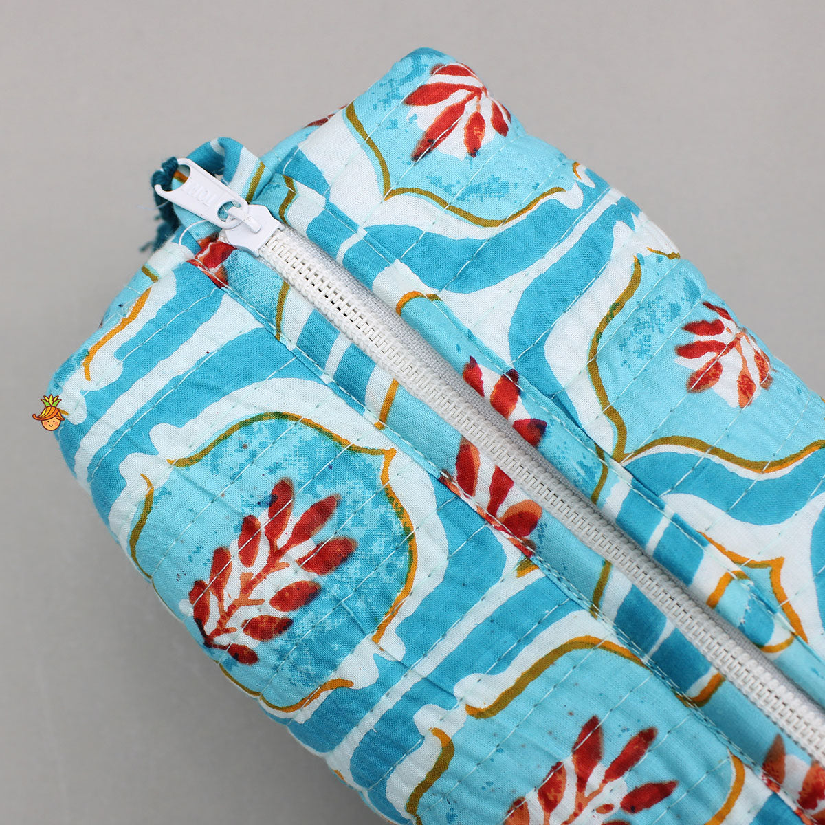 Elegant Blue Block-Printed Pouch Bags - Set Of 2
