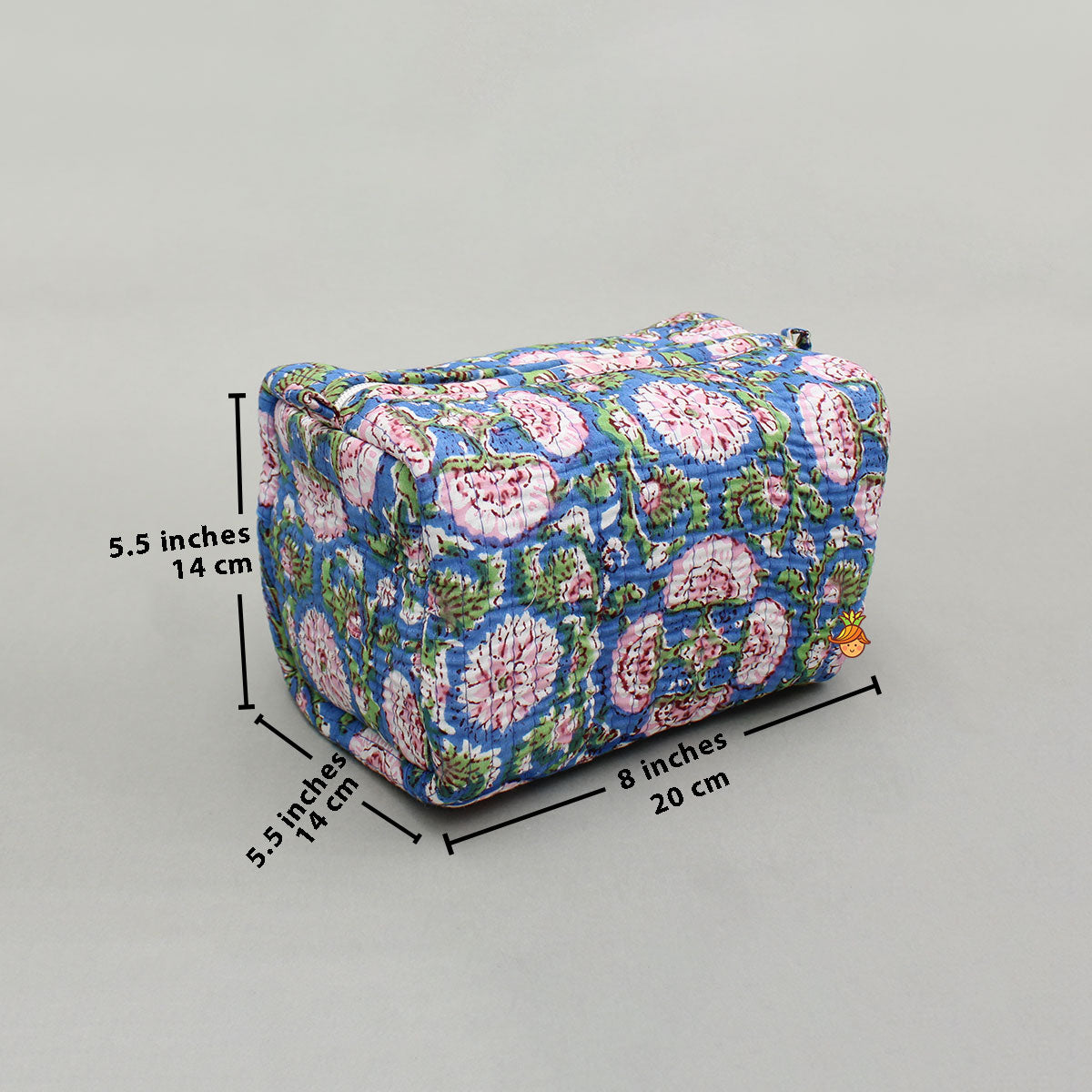 Floral Block-Printed Pouch Bags - Set Of 2