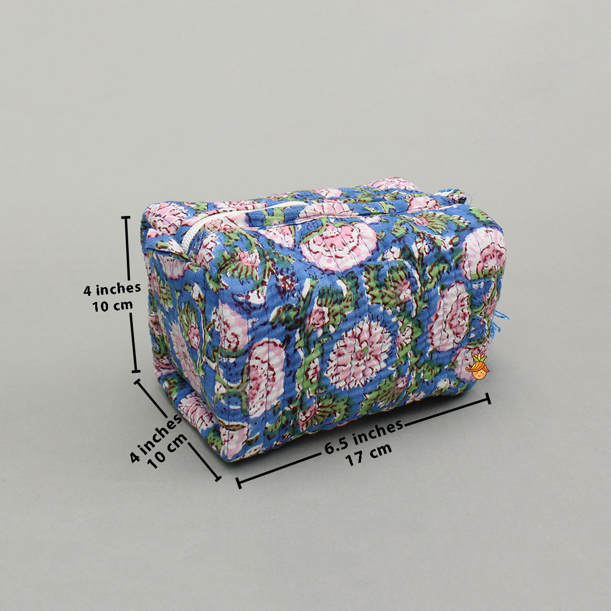 Floral Block-Printed Pouch Bags - Set Of 2