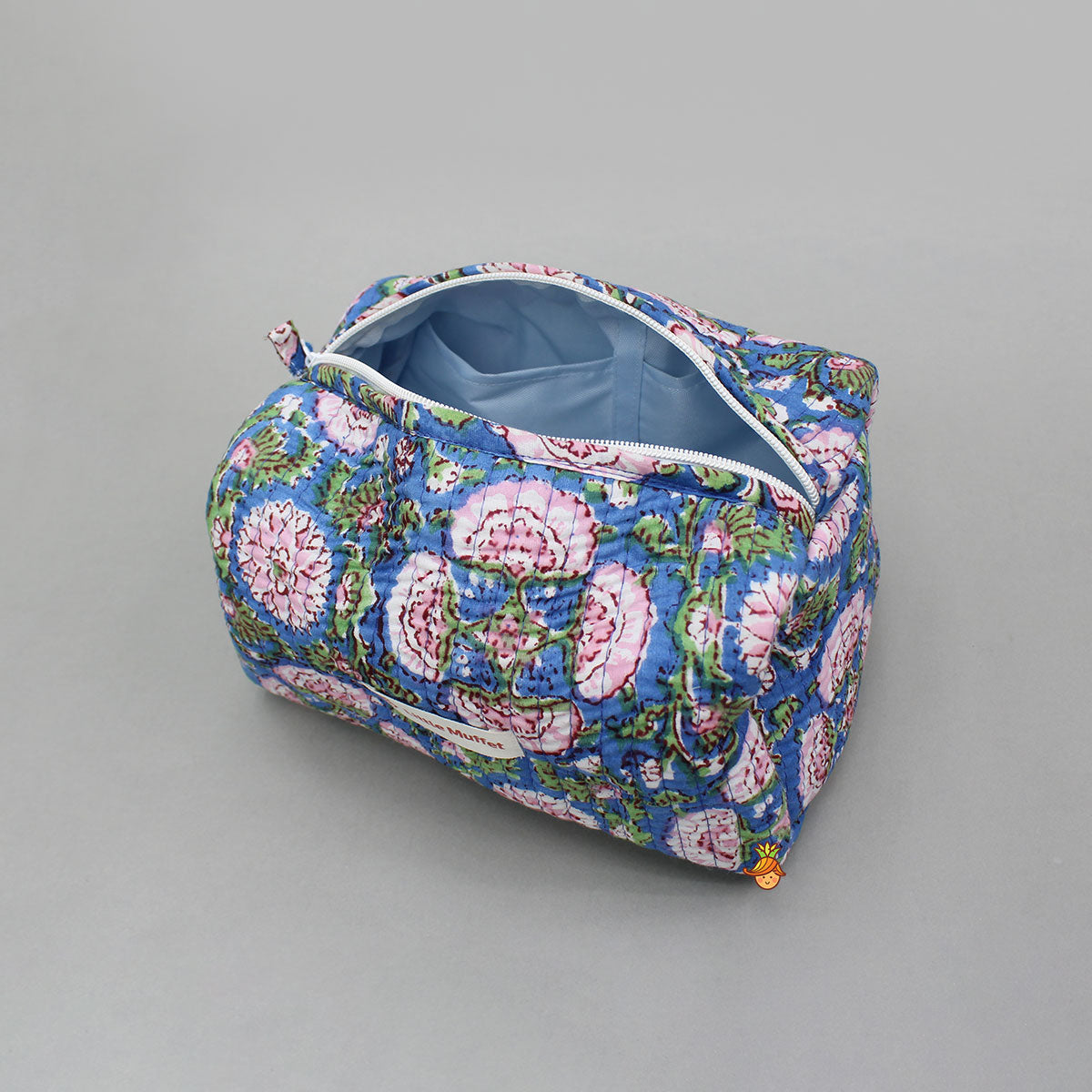 Floral Block-Printed Pouch Bags - Set Of 2
