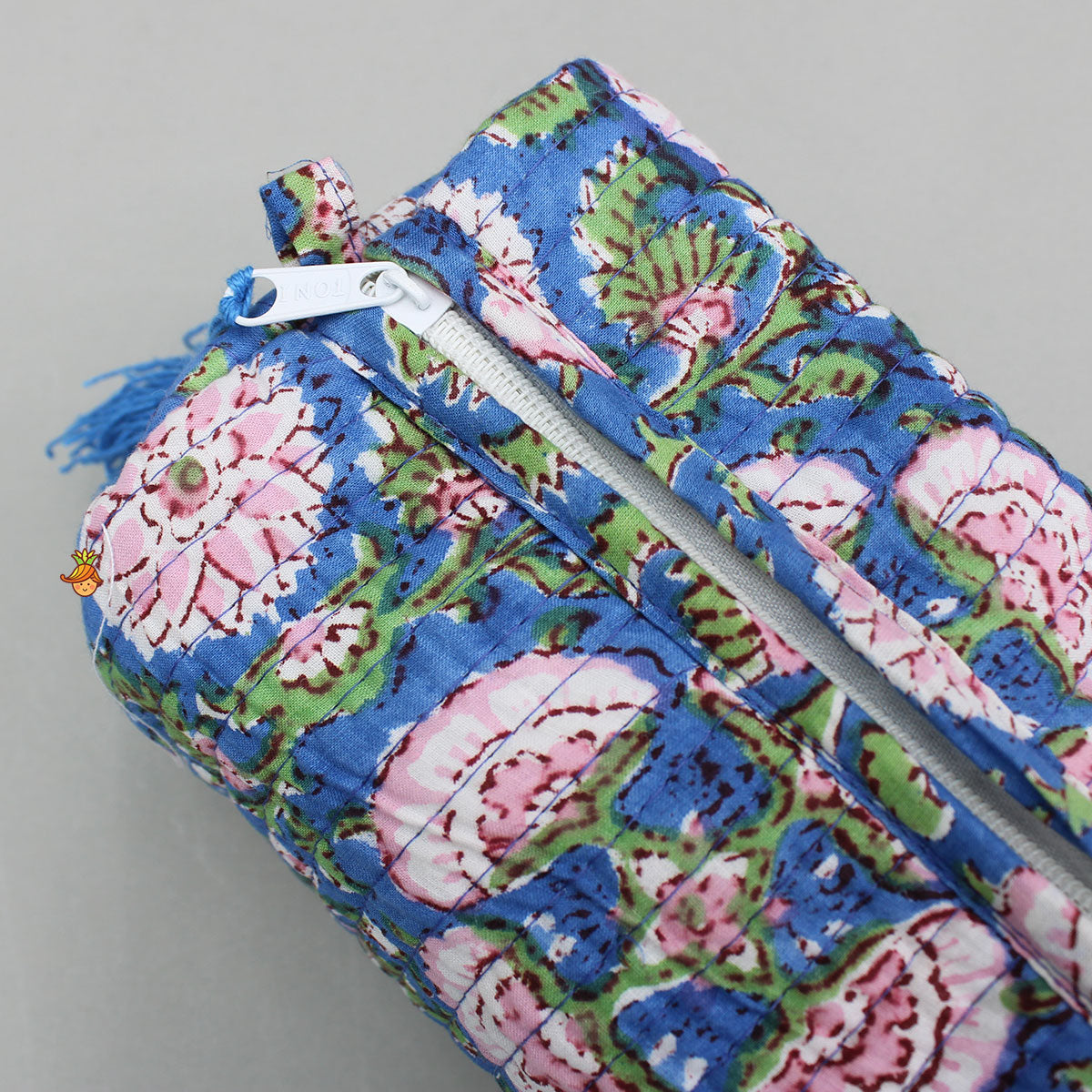 Floral Block-Printed Pouch Bags - Set Of 2
