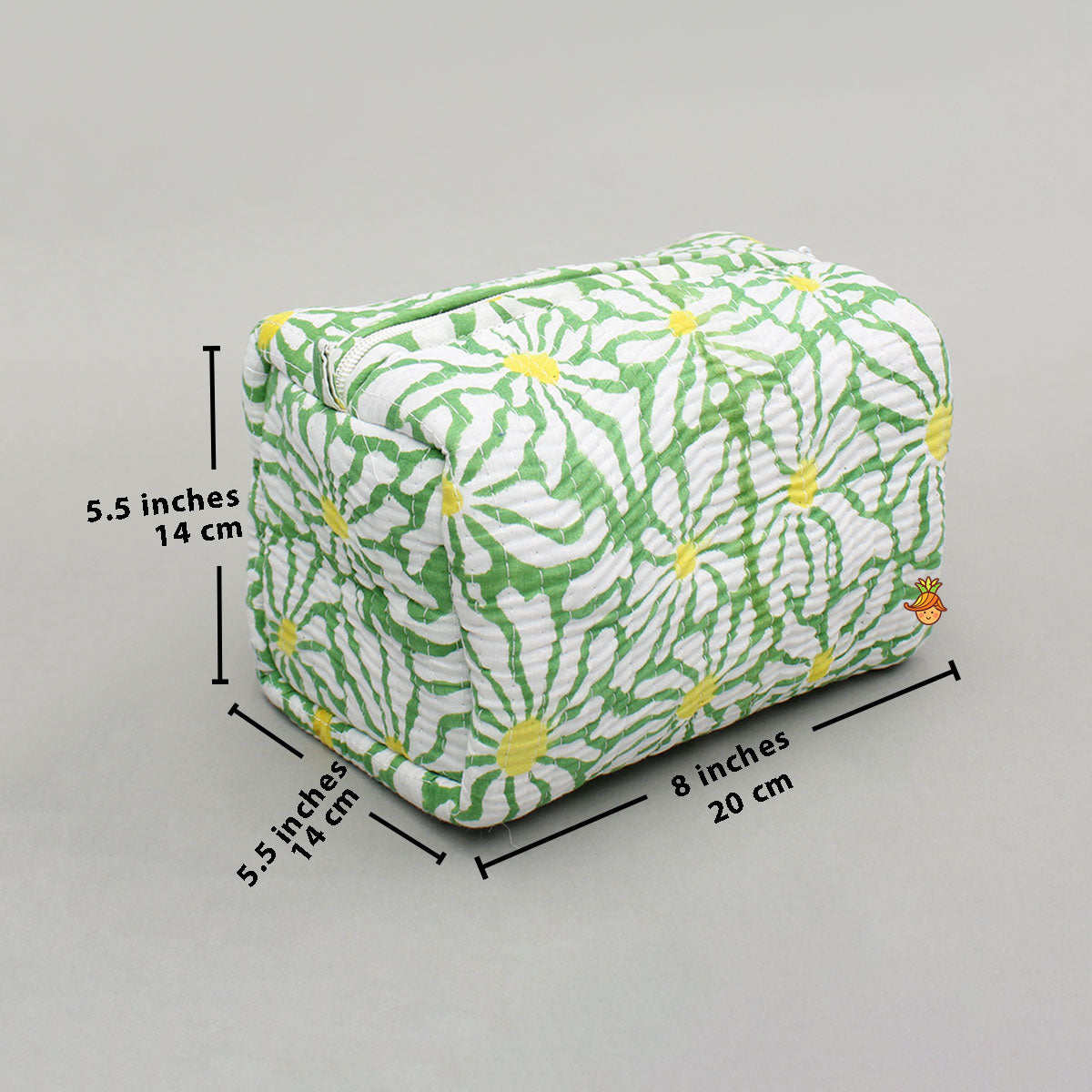 Block Printed Green Pouch Bags - Set Of 2
