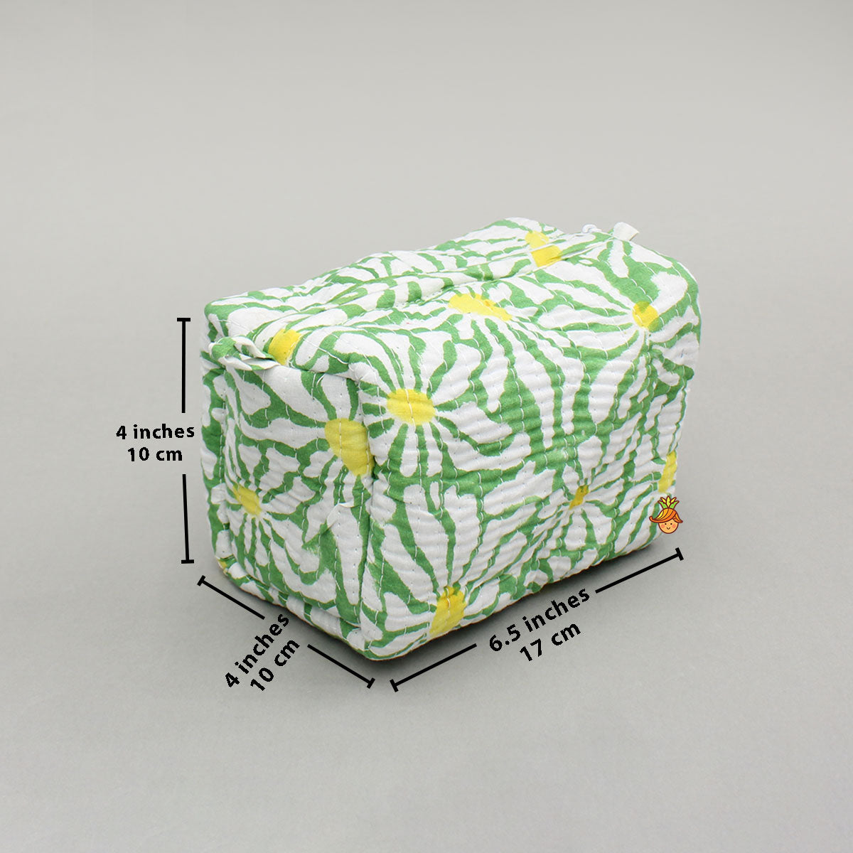 Block Printed Green Pouch Bags - Set Of 2