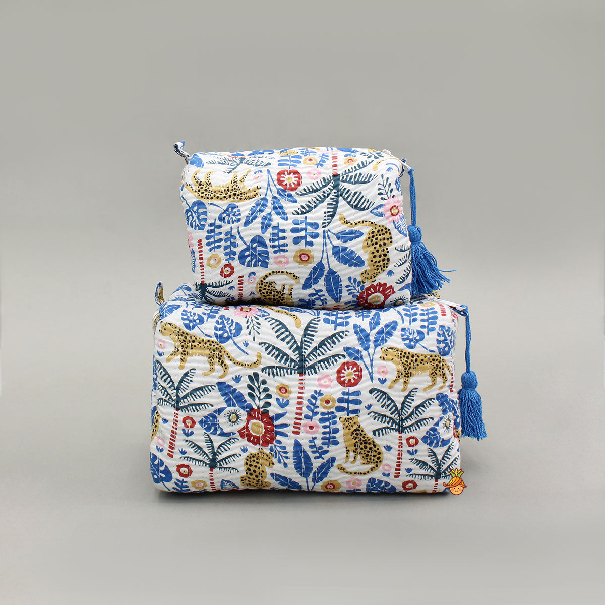 Jungle-Themed Printed Pouch Bags - Set Of 2