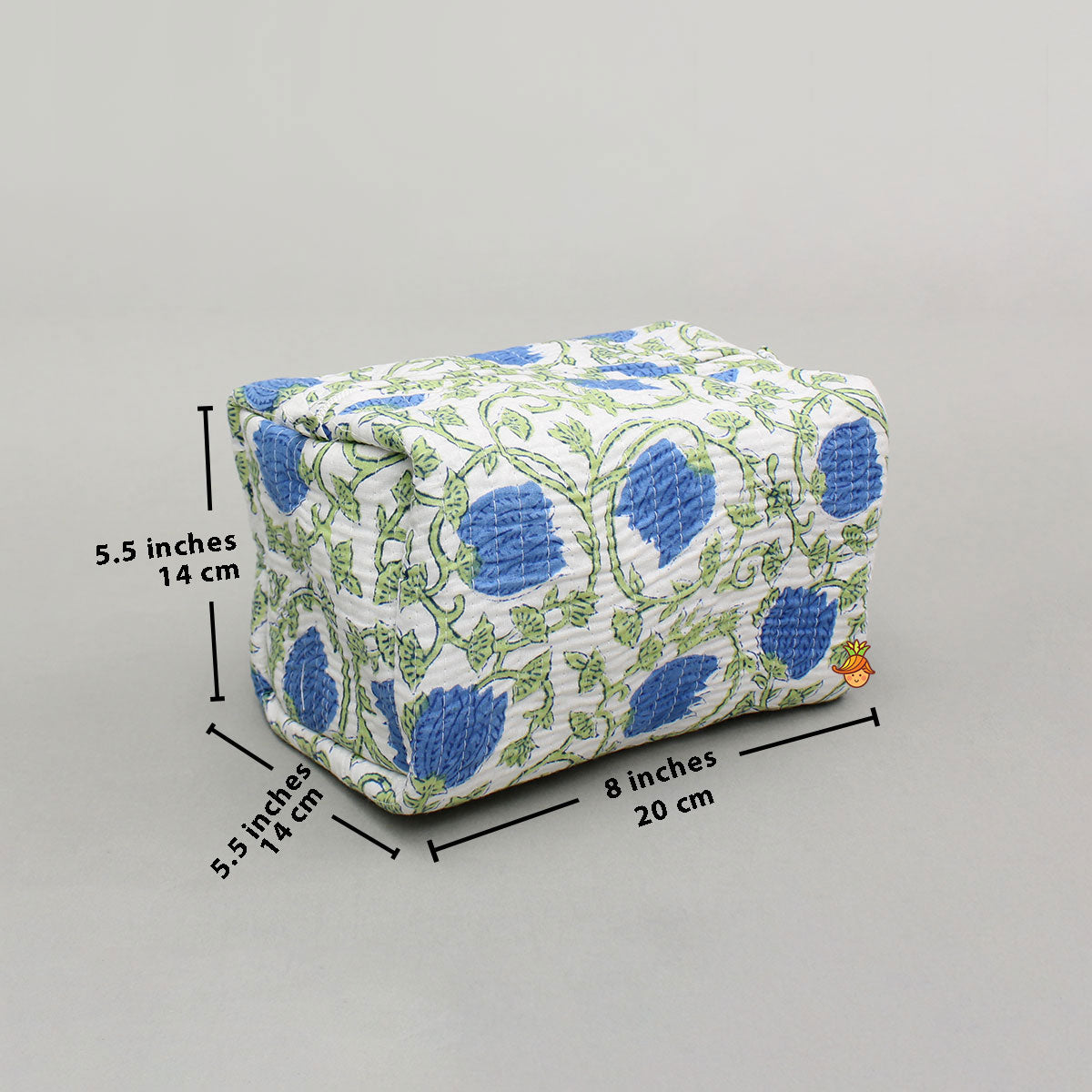 Block-Printed Blue Pouch Bags ? Set Of 2