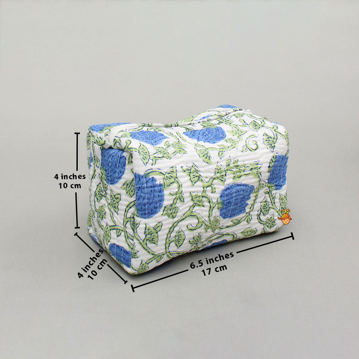 Block-Printed Blue Pouch Bags ? Set Of 2