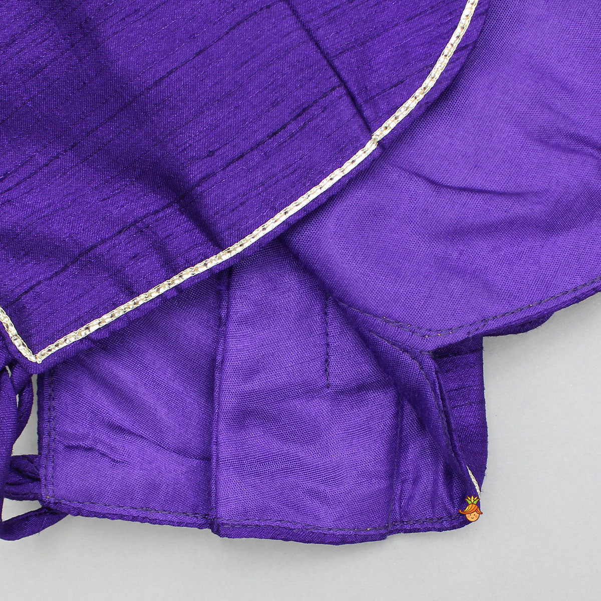 Purple Embroidered Top And Lehenga With Attached Pouch And Dupatta