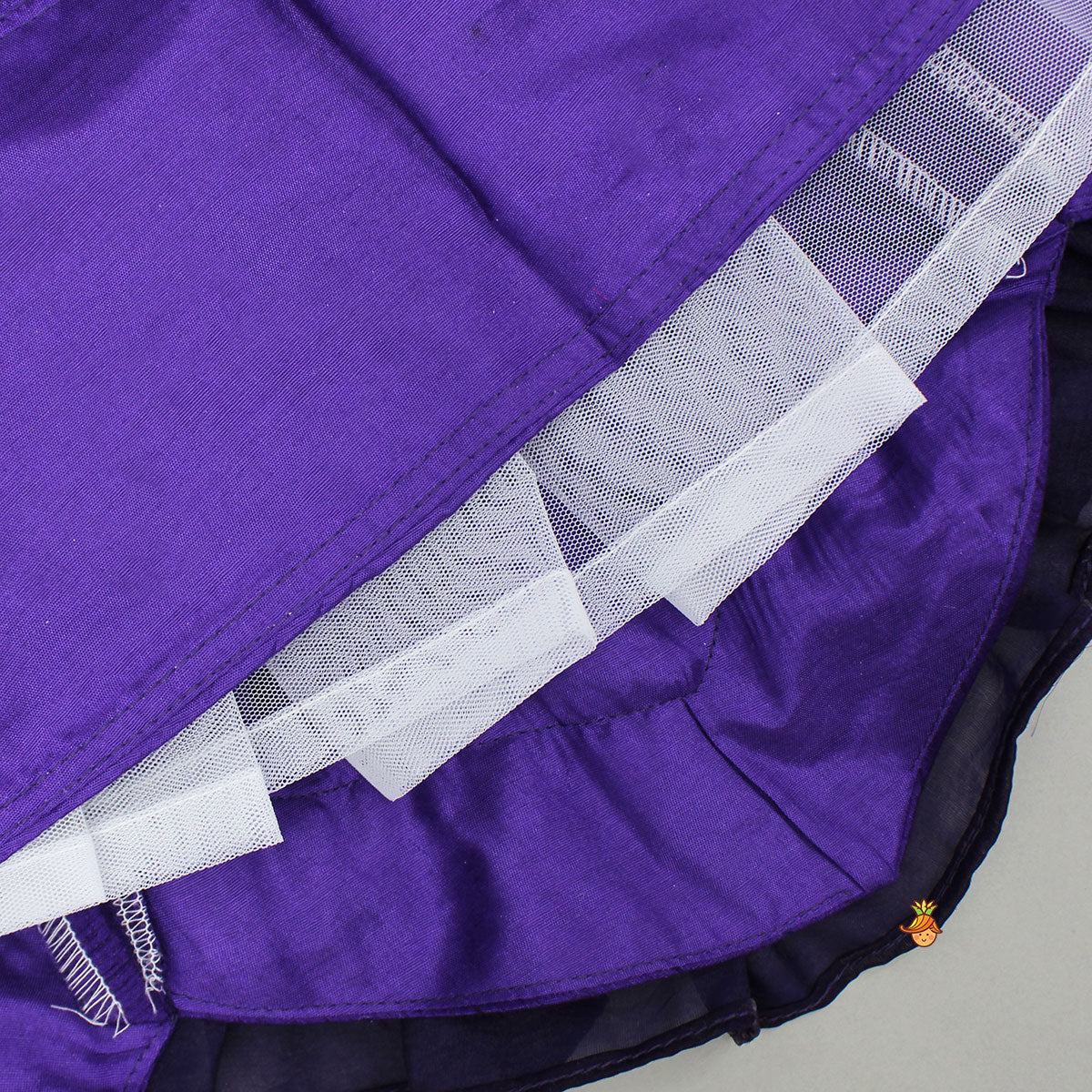 Purple Embroidered Top And Lehenga With Attached Pouch And Dupatta