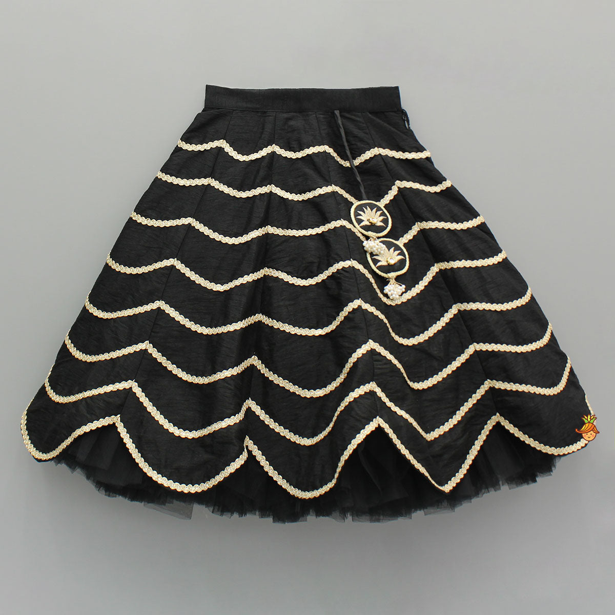 Black Embroidered Top And Lehenga With Dupatta
