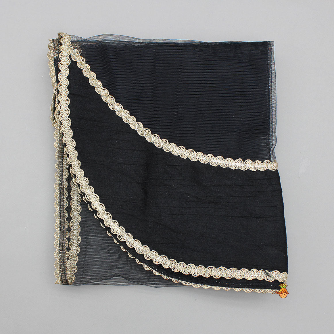 Black Embroidered Top And Lehenga With Dupatta