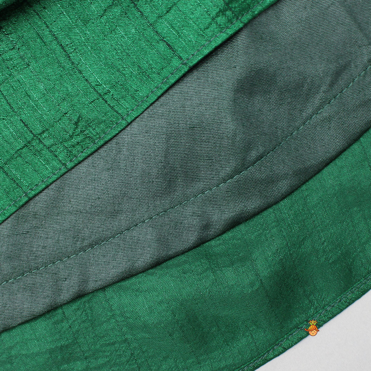 Green Lace Embroidered One Shoulder Top With Attached Pleated Dupatta And Stylish Dhoti Skirt