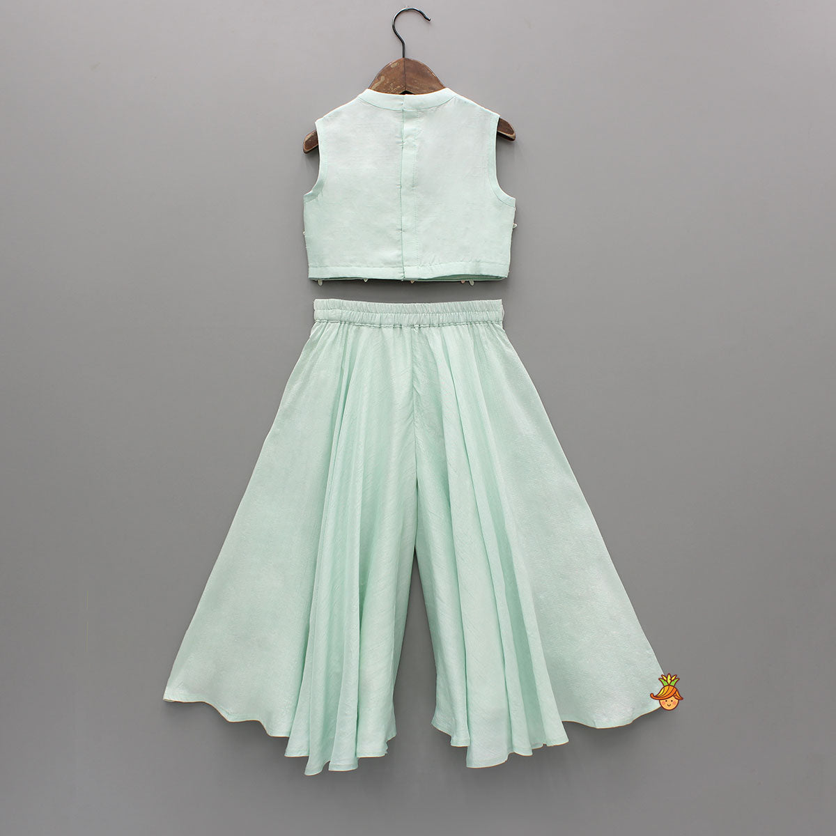 Sequin Embroidered Lace Detailed Top And Umbrella Style Flared Palazzo