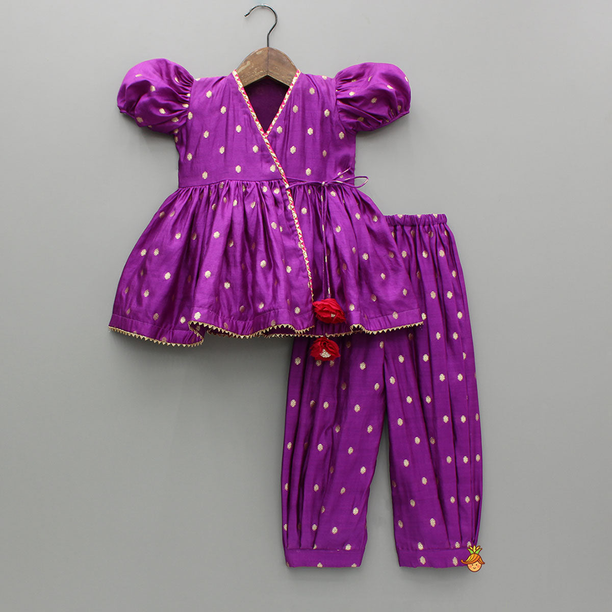 Purple Angarkha Style Kurti And Salwar