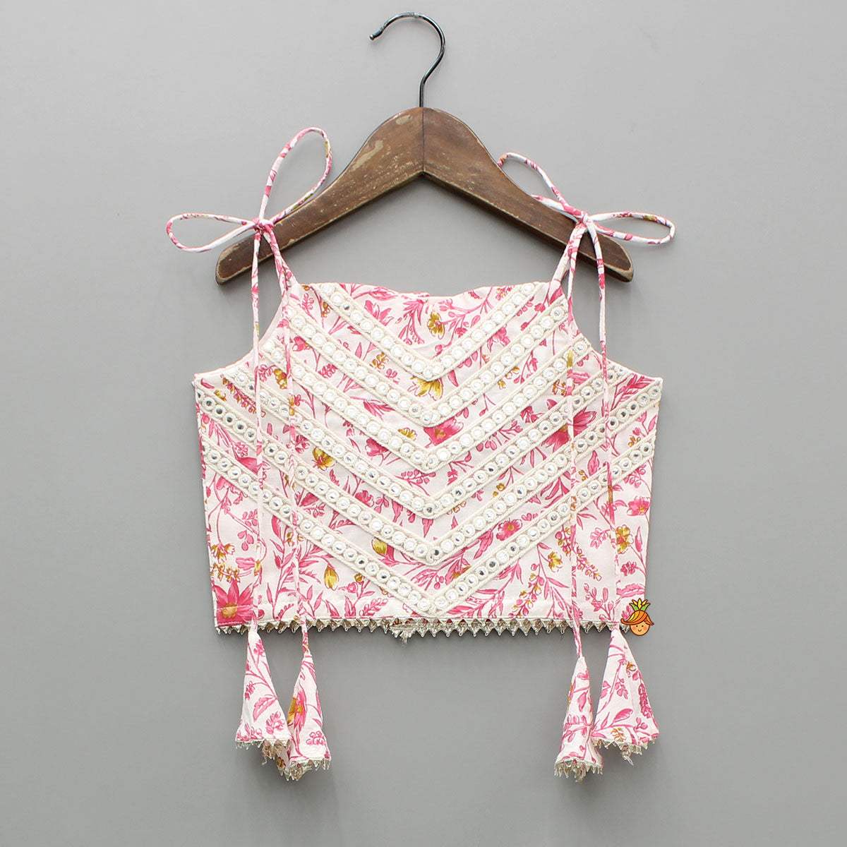 Floral Printed Tie Up Strappy Top And Lehenga