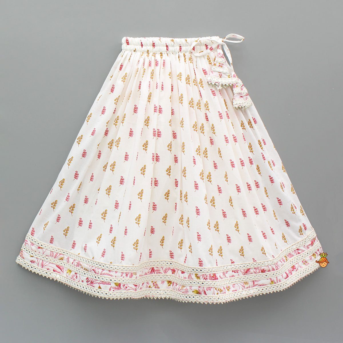 Floral Printed Tie Up Strappy Top And Lehenga