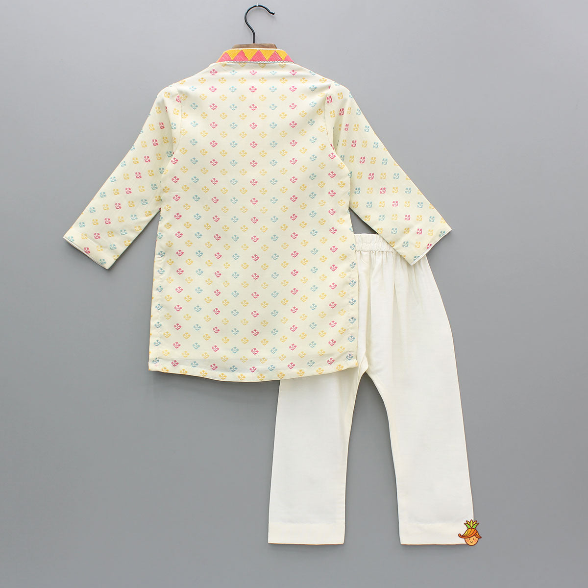 Cream Multicolour Printed And Embroidered Kurta With Pyjama