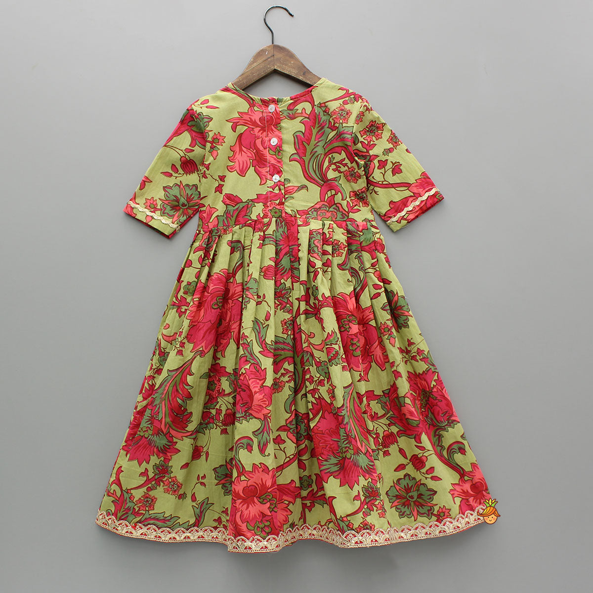 Multicolor Floral Printed Cotton Kurti With Dupatta