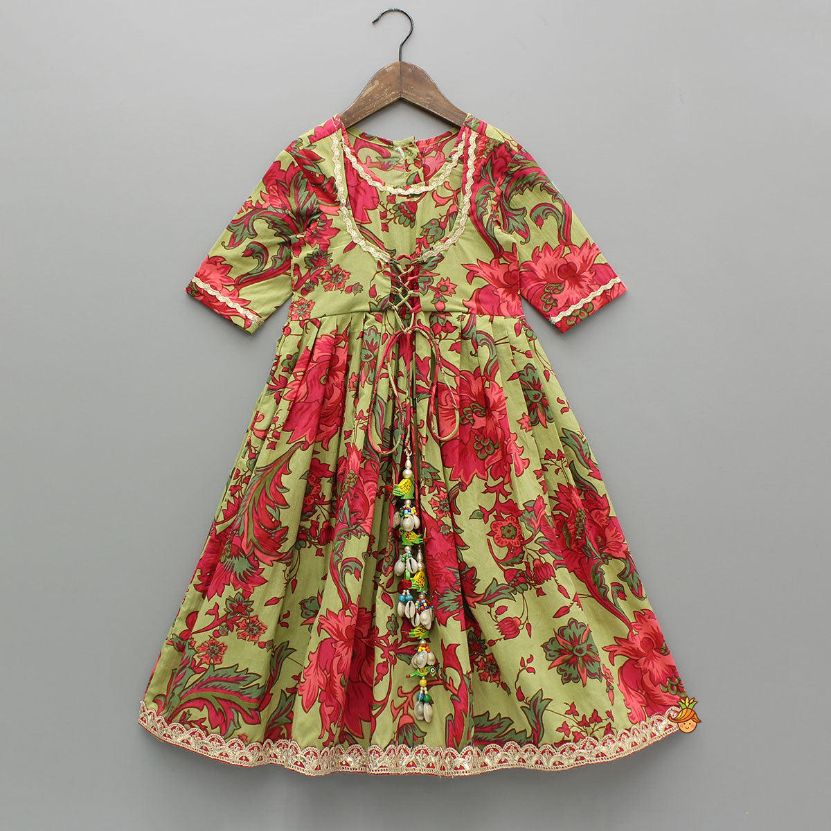 Multicolor Floral Printed Cotton Kurti With Dupatta