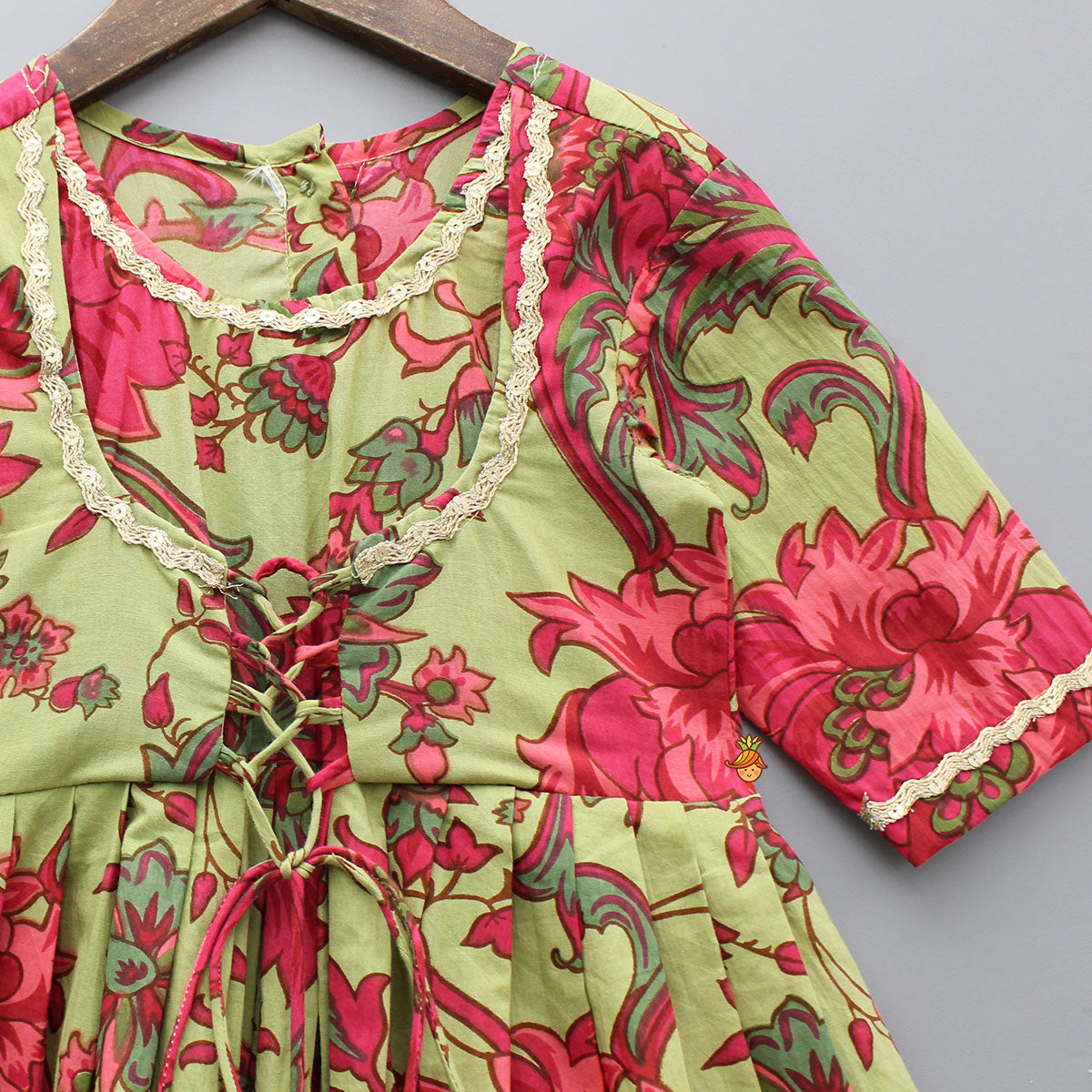 Multicolor Floral Printed Cotton Kurti With Dupatta