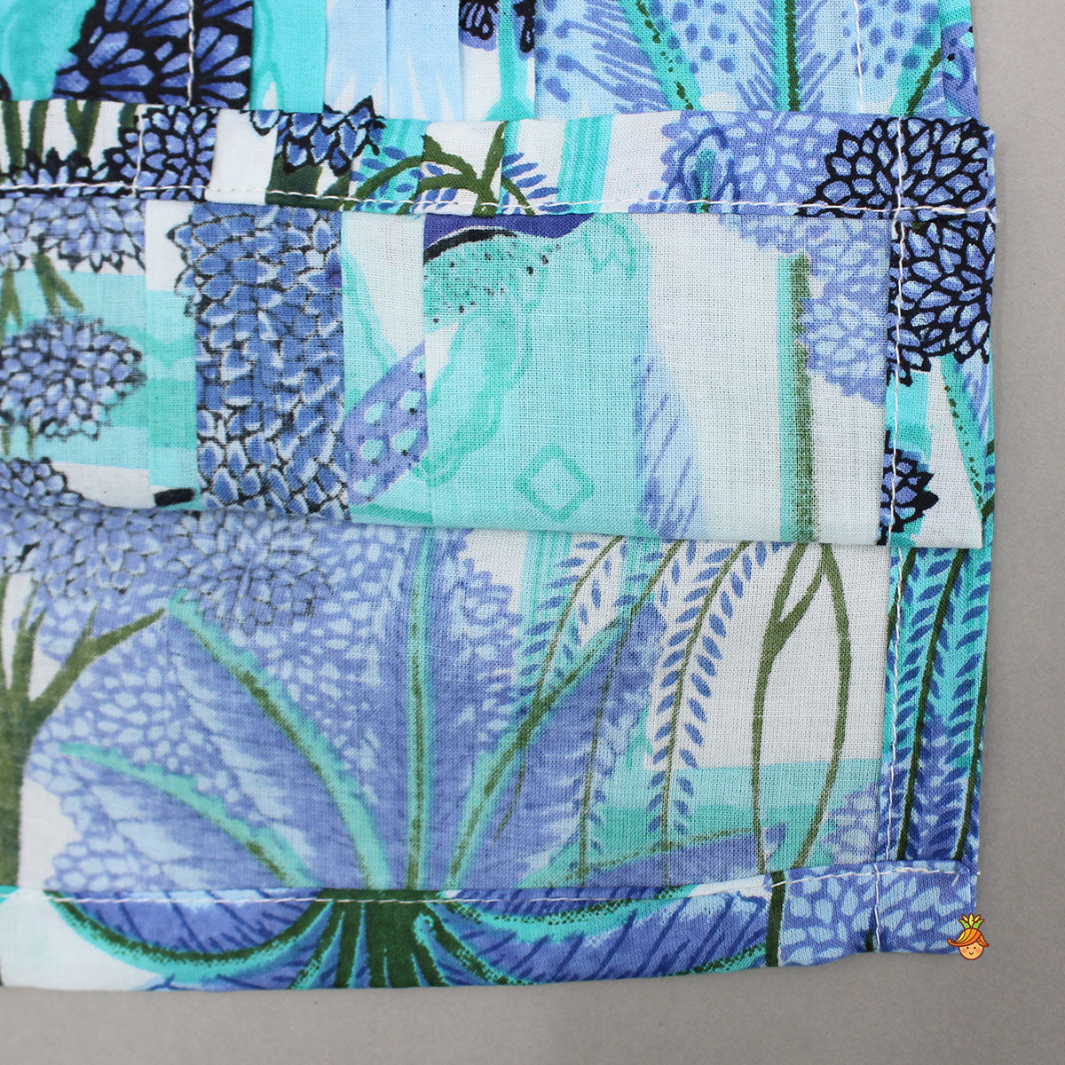 Blue Multicolour Printed Kurta With Pintuck Detail And Pyjama