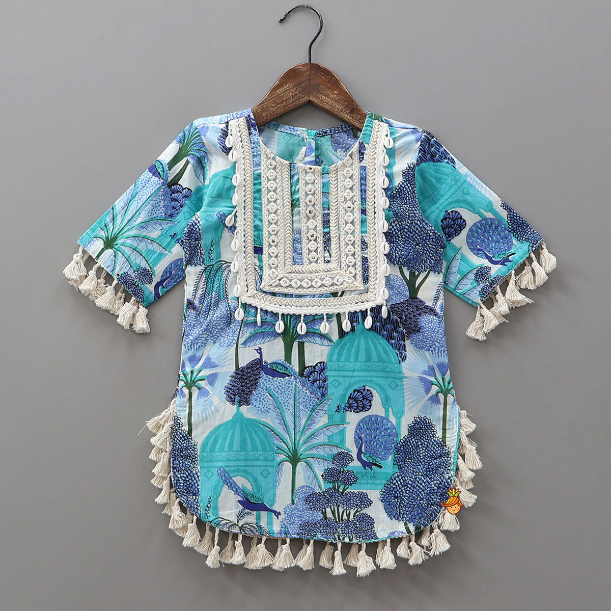 Multicolour Printed Kurti And Sharara With Dupatta