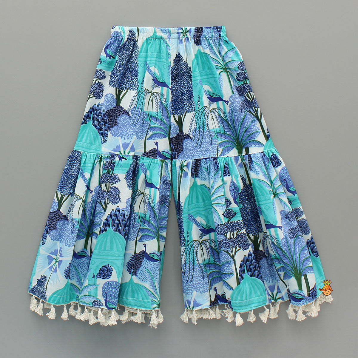 Blue Multicolour Printed Kurti And Sharara With Dupatta