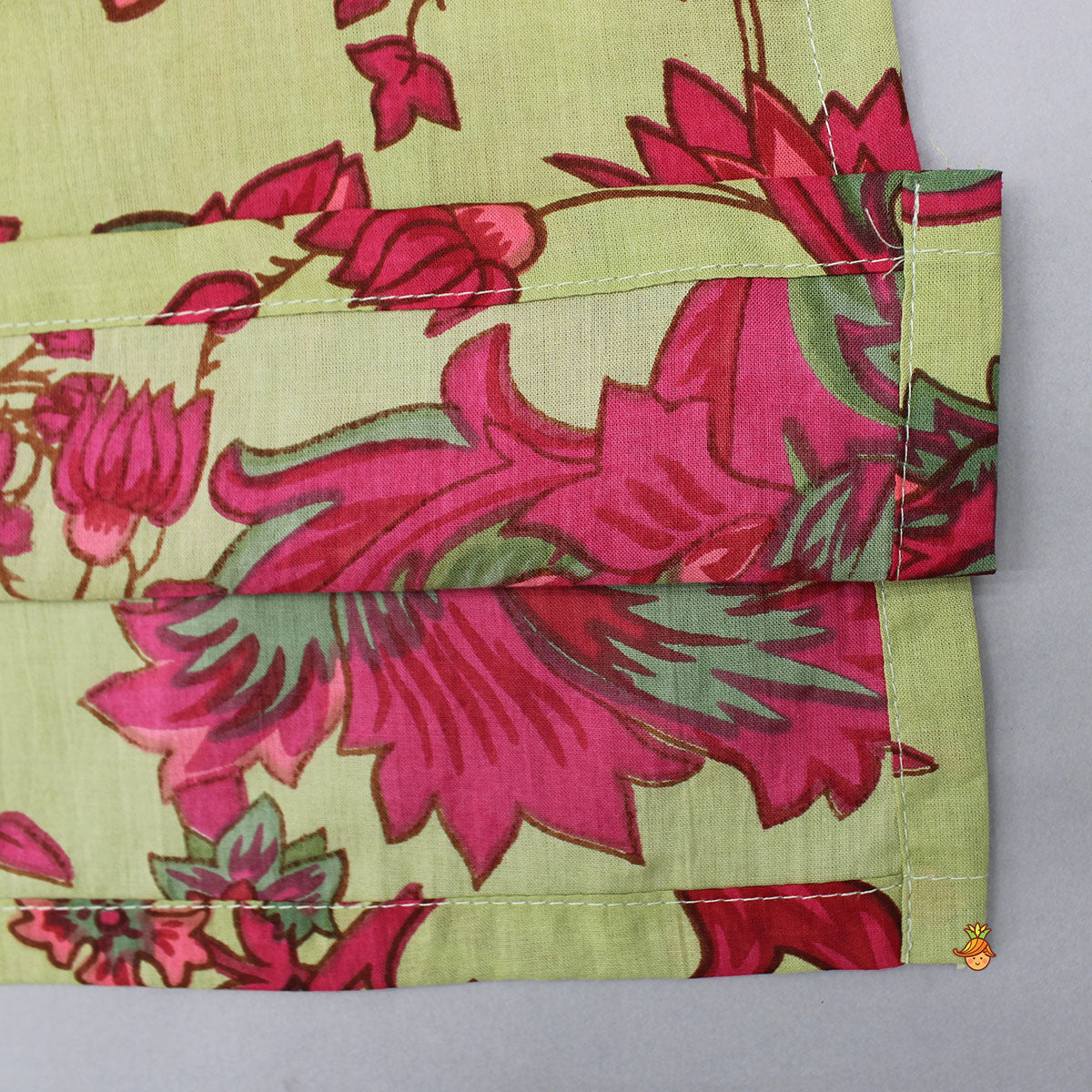 Multicolored Floral Print Green Kurta With Pyjama
