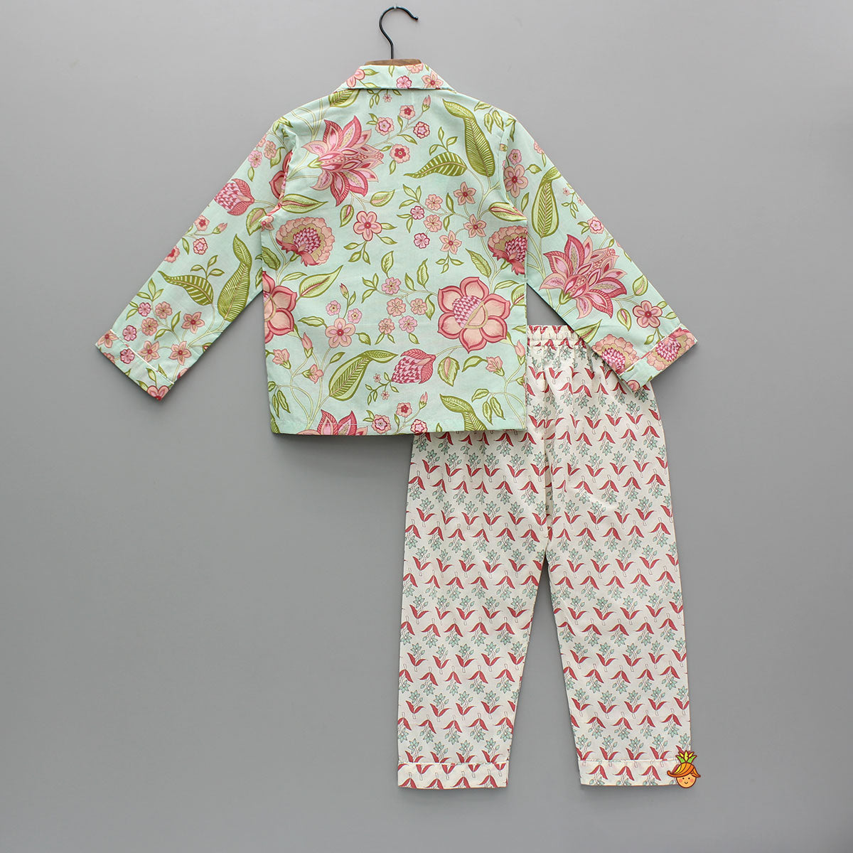 Floral Printed Notch Collar Top And Pyjama