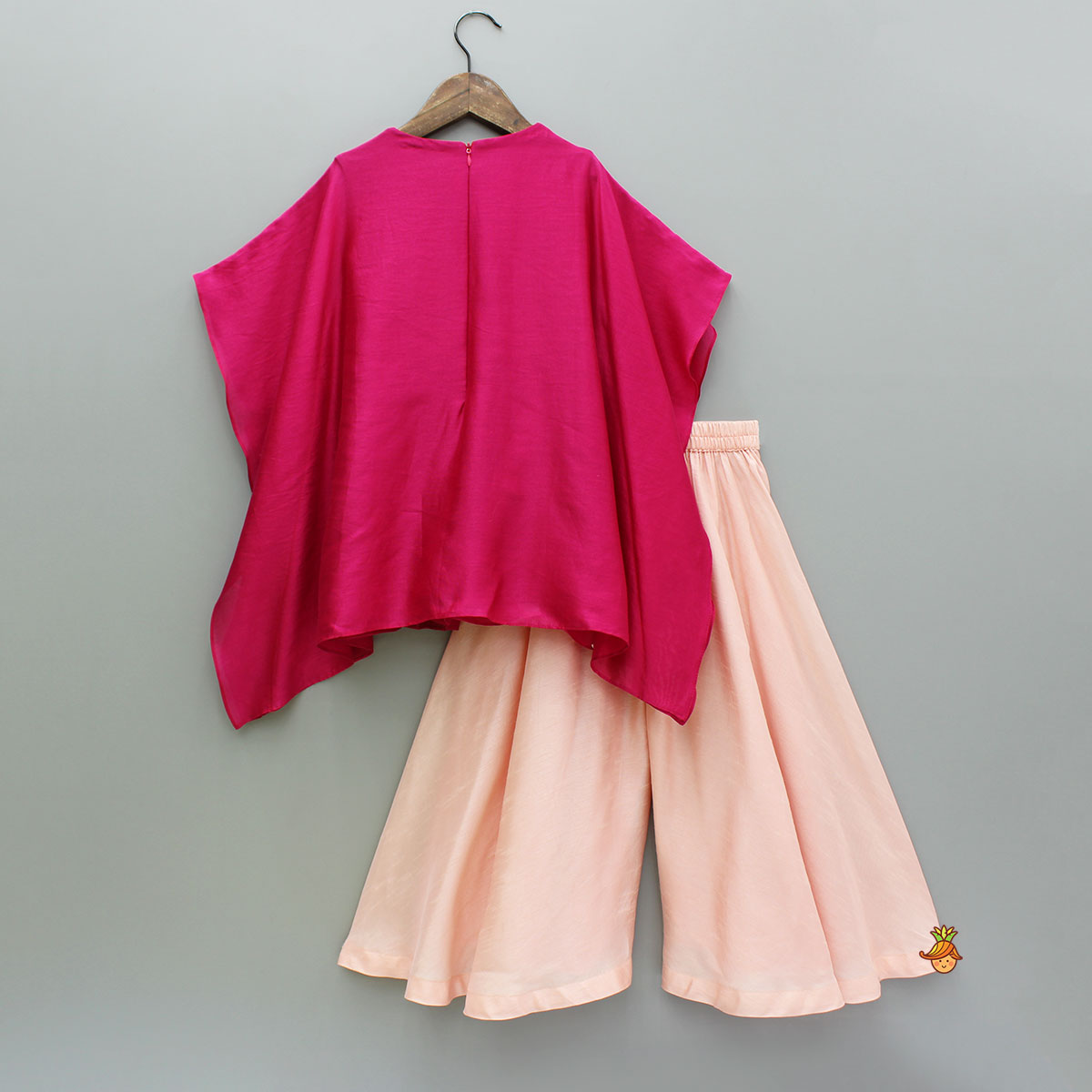 Pink Embroidered Kaftan Style Kurti And Palazzo