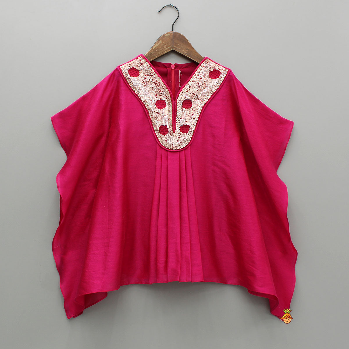 Pink Embroidered Kaftan Style Kurti And Palazzo